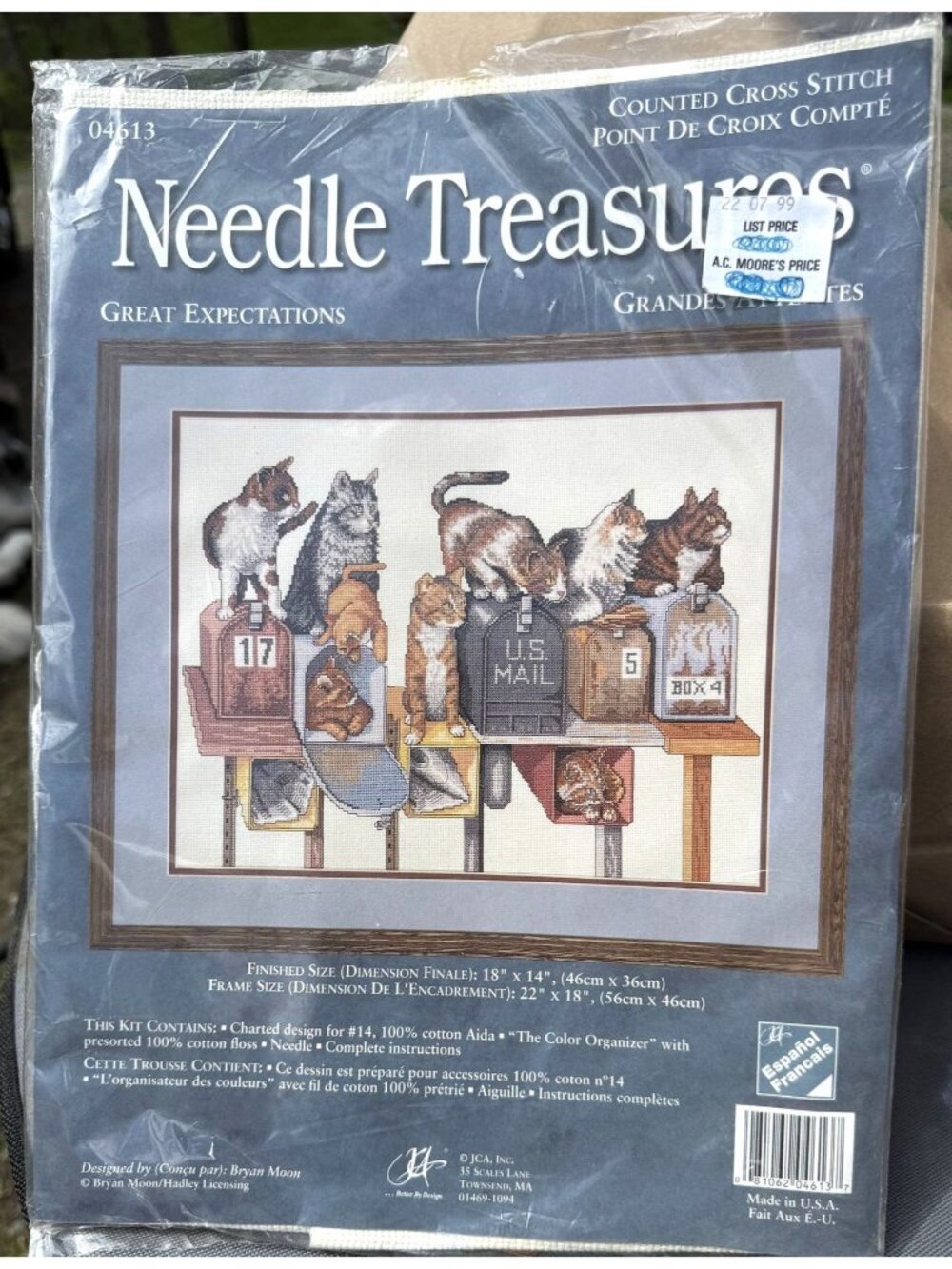 NIP Needle Treasures Great Expectations Cat Cross-Stitch Kit 18"x14"